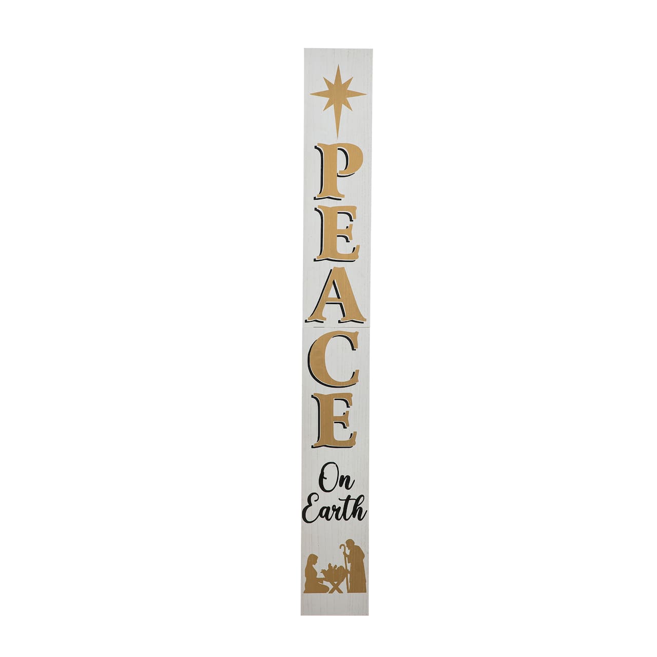 Glitzhome&#xAE; 60&#x27;&#x27; PEACE Nativity Wooden Porch Sign